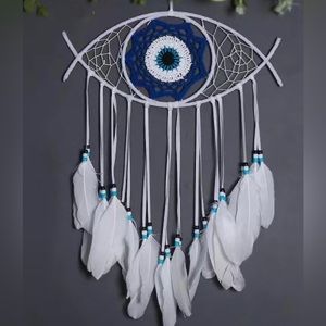Evil eye dream catcher white